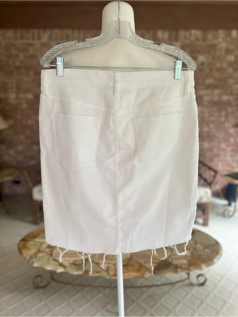 J. Crew White Raw Frayed Hem Denim Mini Skirt 30 Classic